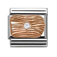 nomination classic stone set rose gold lines charm 43030301