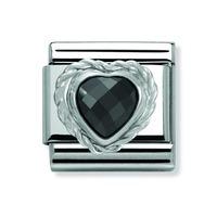 Nomination Faceted Hearts - Black Cubic Zirconia Charm 330603-0 011