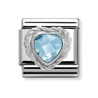 Nomination Faceted Hearts - Light Blue Cubic Zirconia Charm 330603-0 006