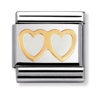 Nomination Love - White Double Heart Charm 030207-0 08