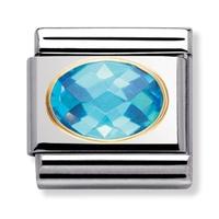 Nomination Oval Faceted Cubic Zirconia Blue Charm 030601-0 006