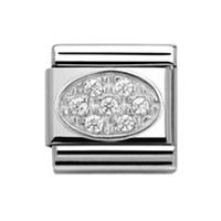 Nomination Silvershine - White CZ Oval Charm 330308 01