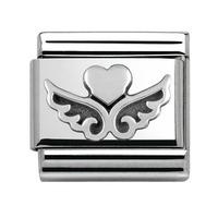 nomination oxidised heart with wings charm 33010113