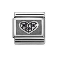 Nomination Symbols- Heart Black Cubic Zirconia Charm 330304-0 02