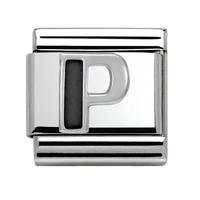 nomination classic black letter p alphabet charm 33020116