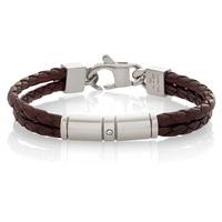 nomination tribe mens brown leather double bracelet 026421 003