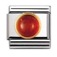 Nomination Round Stones - Raised Amber Charm 030503-0 01