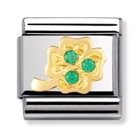 Nomination Good Luck - CZ Green Four Leaf Clover Charm 030310-0 20