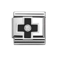 Nomination Silvershine - Black Cross Charm 330305 03