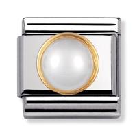 Nomination Round Stones - White Pearl Charm 030503-0 13