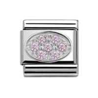 Nomination Silvershine - Pink CZ Oval Charm 330308 06