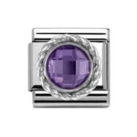 Nomination Silvershine - Round Purple CZ Charm 330601 001