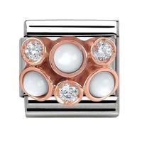 Nomination CLASSIC Rose Gold Cubic Zirconia and Pearl Cluster Charm 430307/01