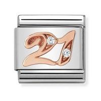 nomination classic rose gold number 21 charm 43031521