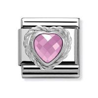nomination faceted hearts pink cubic zirconia charm 330603 0 003