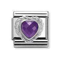 Nomination Faceted Hearts - Purple Cubic Zirconia Charm 330603-0 001