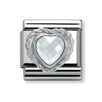 Nomination Faceted Hearts - White Cubic Zirconia Charm 330603-0 010