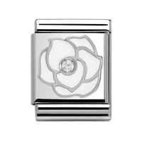 nomination big cubic zirconia white enamel rose charm 33230505