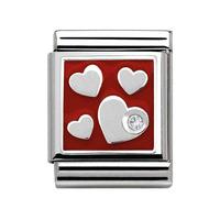 nomination big red enamel cubic zirconia hearts charm 33230801