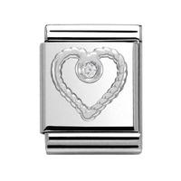 nomination big cubic zirconia heart charm 33230402
