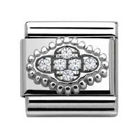 Nomination Snow - White Cubic Zirconia Flower Charm 330316 01