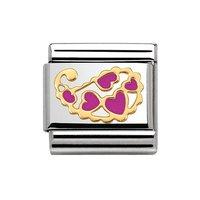 Nomination Composable Classic Gold and Enamel Fuchsia Cashmere Hearts Charm