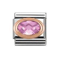 Nomination 9ct Rose Gold Composable Classic Pink Faceted Cubic Zirconia Charm