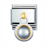 Nomination Composable 18ct Gold and Grey Pearl Drop Charm