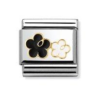 Nomination Composable Classic Black and White Double Flower Charm