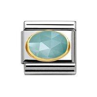 nomination composable classic gold and light blue jade faceted charm