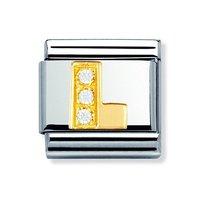 Nomination Composable Classic 18ct Gold Letter L Zirconia Charm