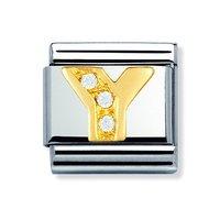 Nomination Composable Classic 18ct Gold Letter Y Zirconia Charm