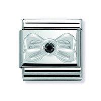 Nomination Composable Classic Silver and Black Zirconia Bow Charm