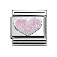 Nomination Composable Classic Silver My Love Heart Pink Charm