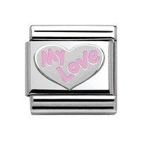 nomination composable classic silver my love heart pink charm