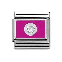 Nomination Composable Silver and Cubic Zirconia Pink Enamel Charm