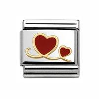 Nomination Composable Classic Gold and Enamel Double Red Love Hearts