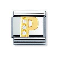 Nomination Composable Classic 18ct Gold and Zirconia Letter P Charm