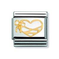 Nomination Composable Classic Gold and Enamel Heart With Bow Charm