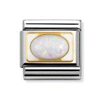 Nomination Composable Classic 18ct Gold and White Enamel White Opal Oval Charm
