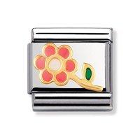 Nomination Composable Classic 18ct Gold and Pink Enamel Flower Charm