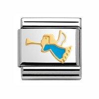 Nomination Composable Classic Gold and Enamel Angel With Trumpet Charm