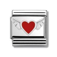 Nomination Composable Classic Silver Red Heart with Wings Charm