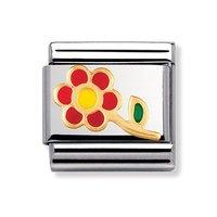 Nomination Composable Classic 18ct Gold and Enamel Red Flower Charm