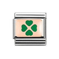 Nomination Composable Classic 9ct Rose Gold Green Clover Charm
