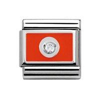 nomination composable classic silver and cubic zirconia orange enamel  ...