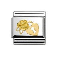 Nomination Composable Classic Gold Detail Rose With Padlock Charm