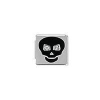 nomination composable ikons black skull and white zirconia charm