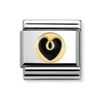 Nomination Composable Classic 18ct Gold and Black Enamel Elegance Heart Charm