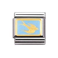 Nomination Composable Classic 18ct Gold and Blue Enamel Swallow Charm